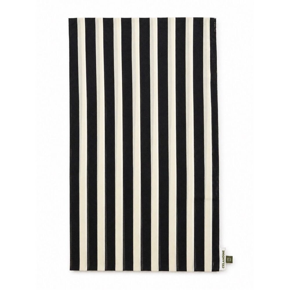 Celandine Anthropologie Striped Scarf Cotton Black Cream One Size